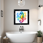 Colourful Seahorse - Framed Bathroom Wall Art - Image 2