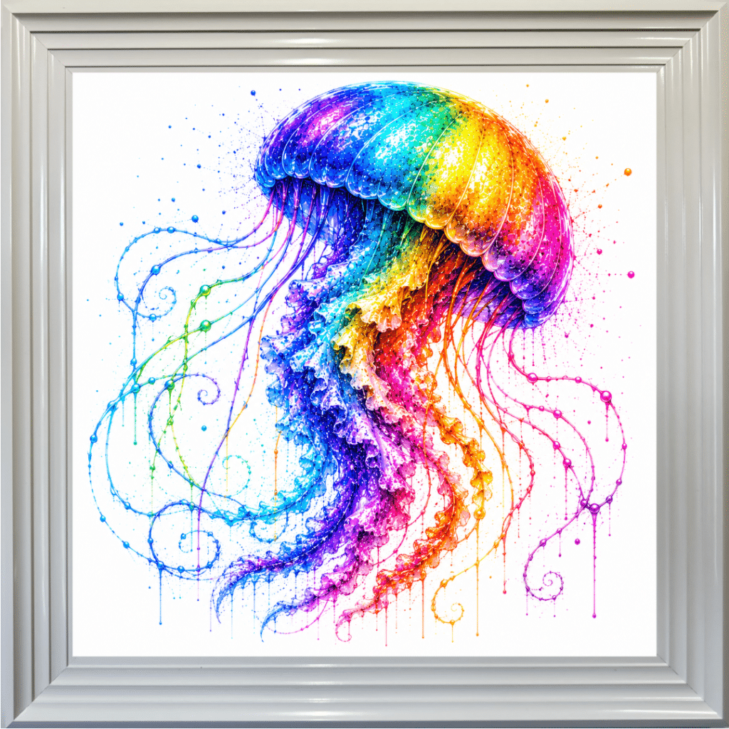 Colourful Jellyfish - Framed Bathroom Wall Art