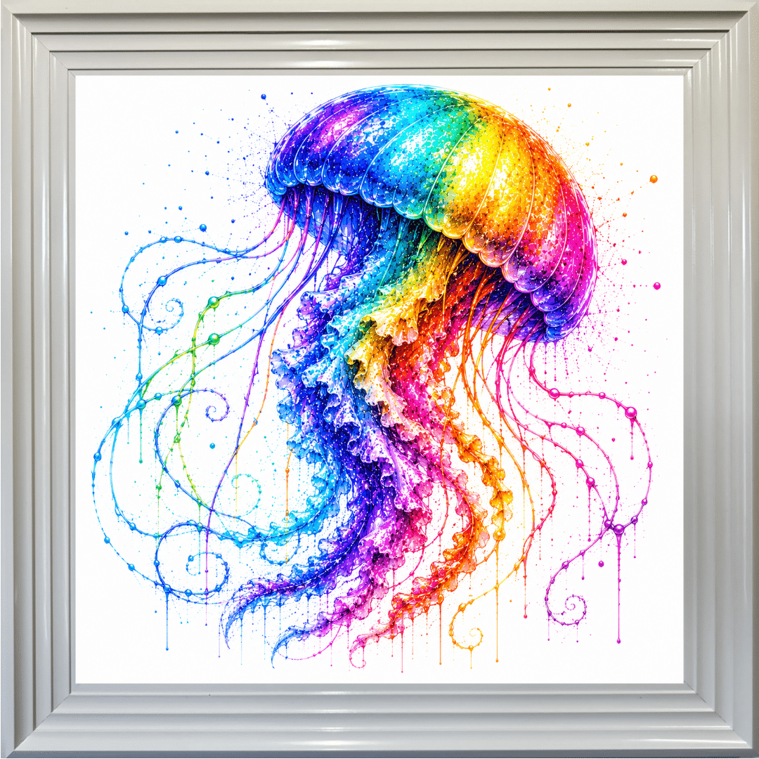 Untitled - May 24, 2026 at 10.14.33 (14) Colourful Jellyfish - Framed Bathroom Wall Art