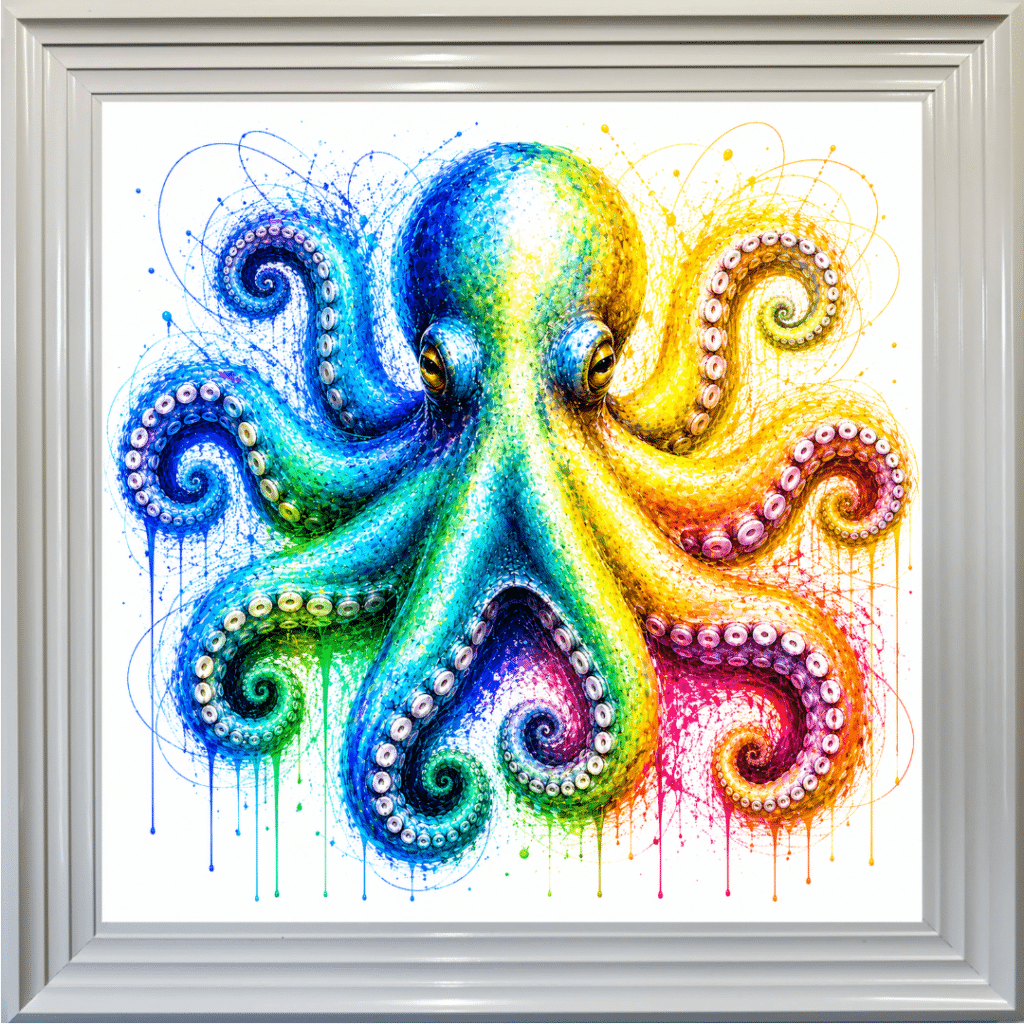 Colourful Octopus - Framed Bathroom Wall Art
