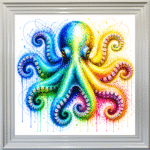 Colourful Octopus - Framed Bathroom Wall Art
