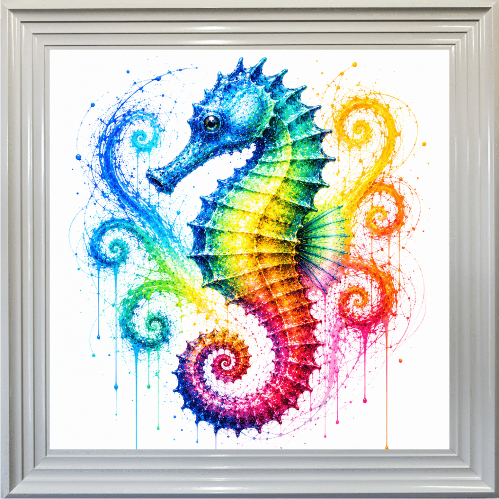 Colourful Seahorse - Framed Bathroom Wall Art
