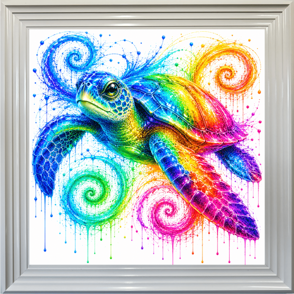 Colourful Turtle - Framed Bathroom Wall Art