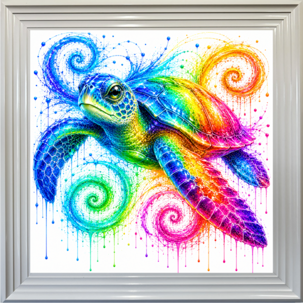 Colourful Turtle - Framed Bathroom Wall Art