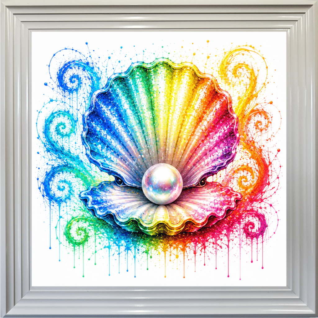 Colourful Shell and Pearl - Framed Bathroom Wall Art