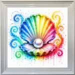 Colourful Shell and Pearl - Framed Bathroom Wall Art