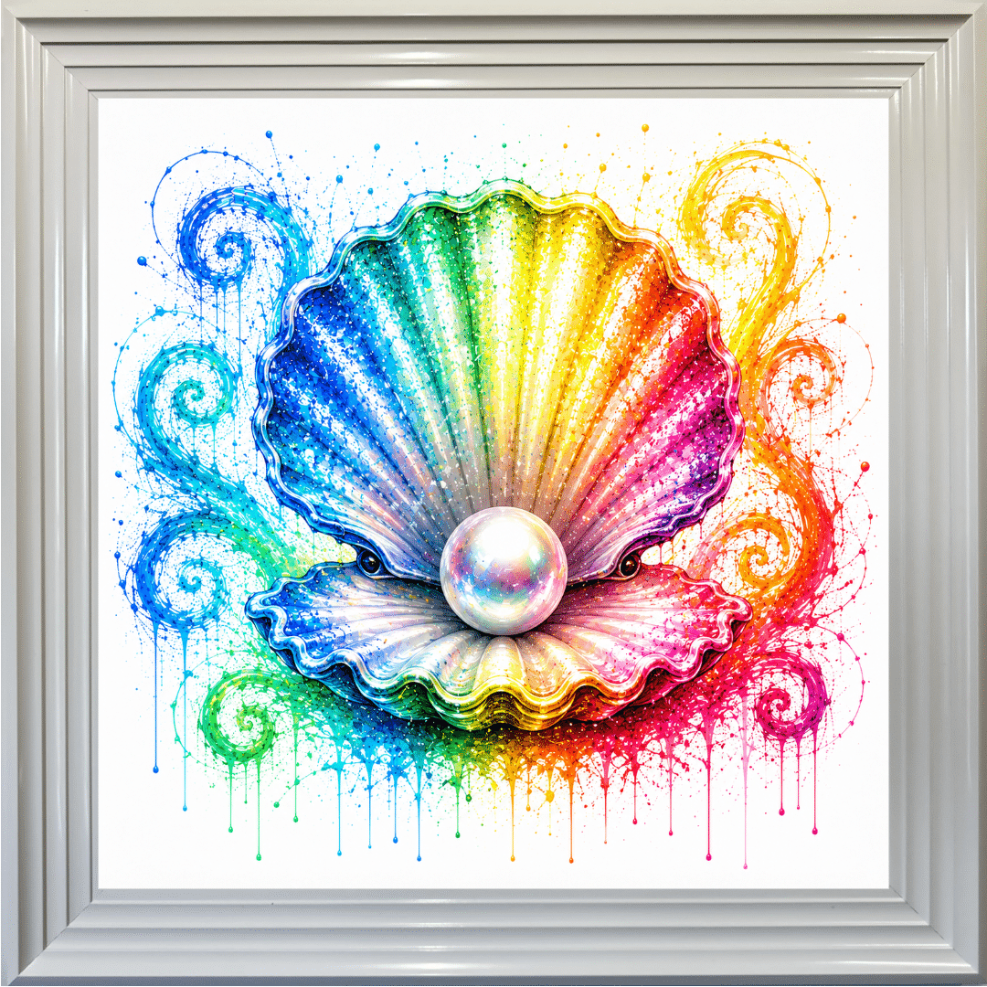Untitled - May 24, 2026 at 10.14.33 (20) Colourful Shell and Pearl - Framed Bathroom Wall Art
