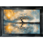 Tree of Tranquility - Framed Wall Art in Black stepped frame