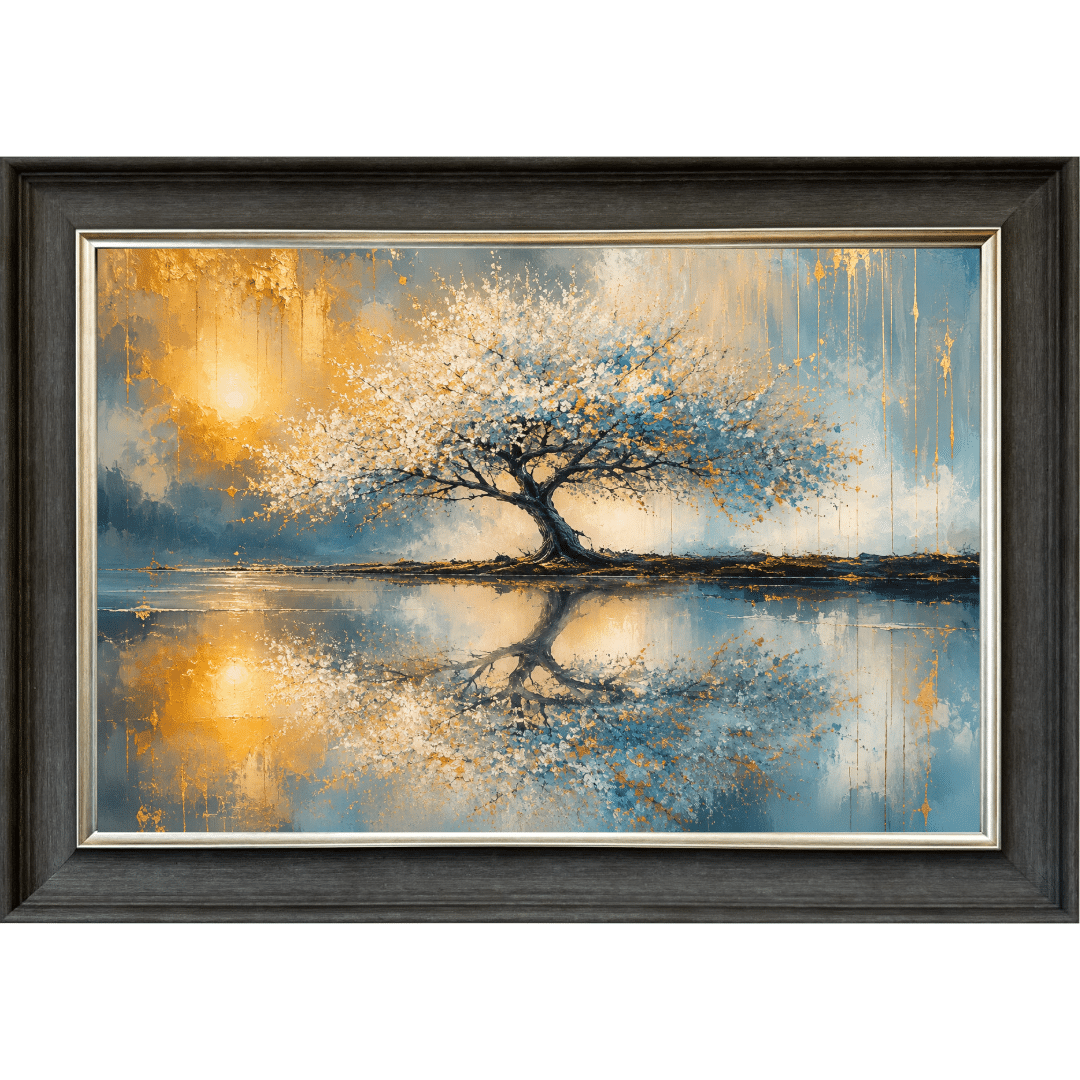 Untitled - 19 July 2026 at 18.23.39 (5) Tree of Tranquility - Framed Wall Art in Grey frame with Gold trim