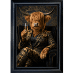 Female Highland Cow Wall Art | Black & Gold | Whitesplash