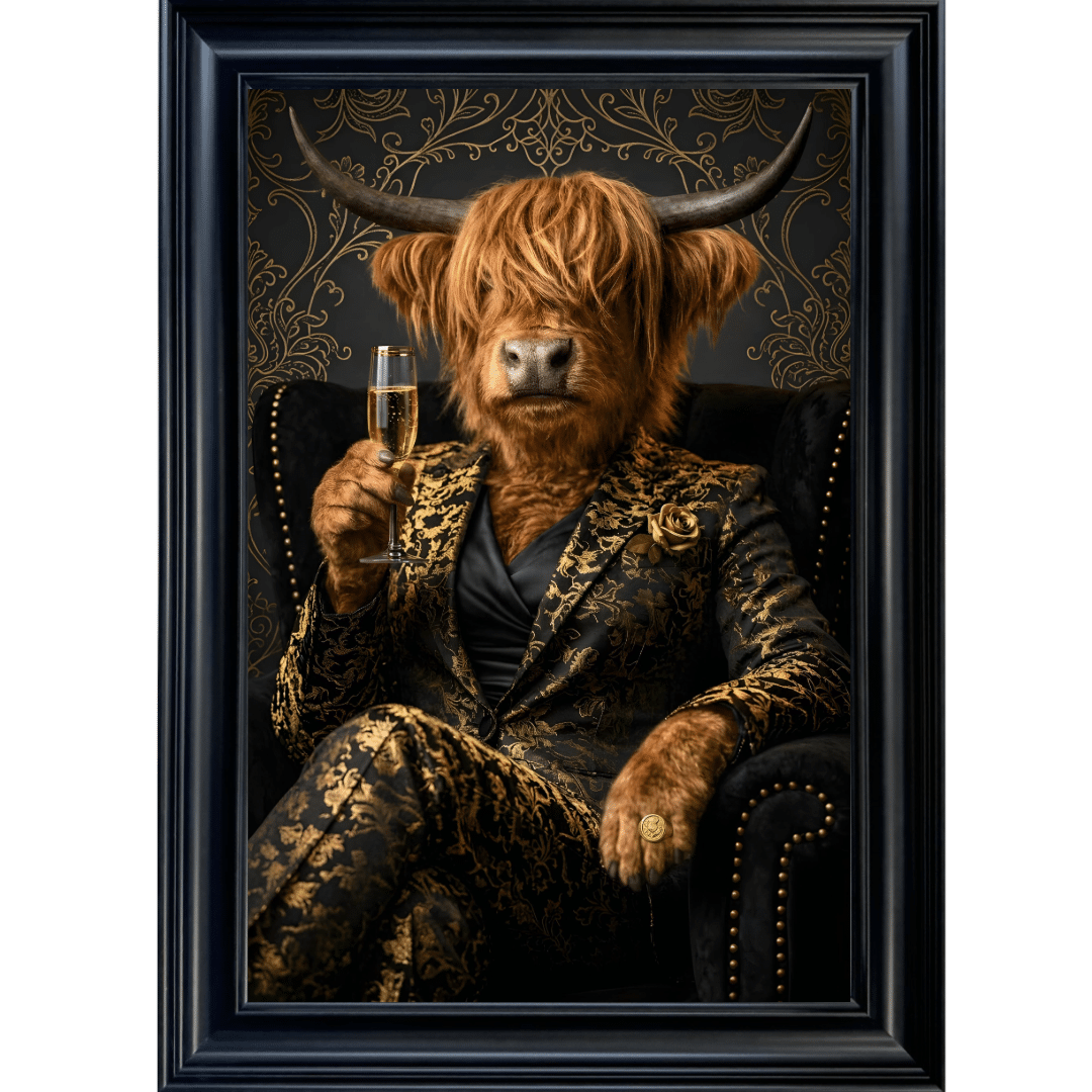 Untitled - 2026-05-20T122521.574 Female Highland Cow Wall Art | Black & Gold | Whitesplash