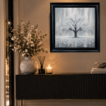 Blue Abstract Cherry Tree - Framed Wall Art for all Living Rooms - Image 8