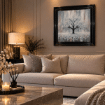 Blue Abstract Cherry Tree - Framed Wall Art for all Living Rooms - Image 7