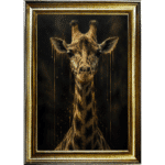 Black and Gold Giraffe - Framed Animal Wall Art in Gold frame