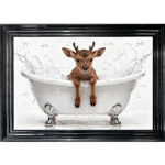 Baby Reindeer in the Bath Framed Picture