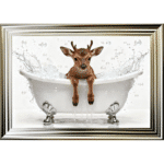 Baby Reindeer in the Bath Framed Picture