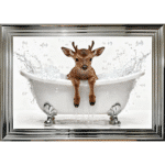 Baby Reindeer in the Bath Framed Picture