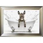 Baby Donkey in the Bath Framed Picture