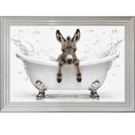 Baby Donkey in the Bath Framed Picture
