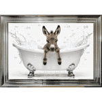 Baby Donkey in the Bath Framed Picture