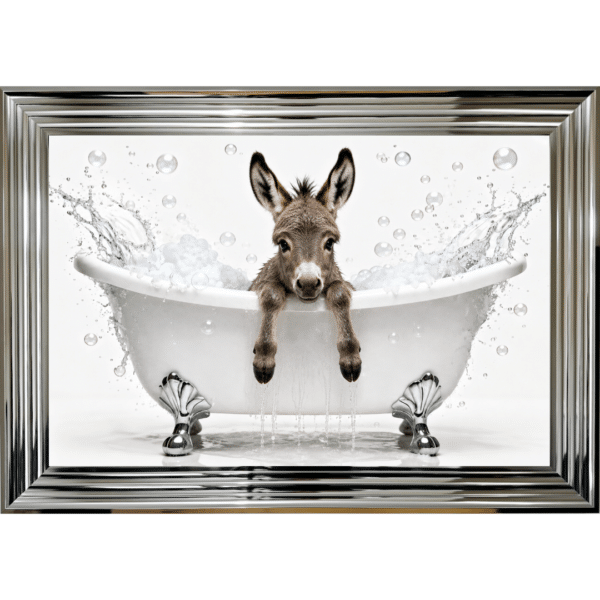 Baby Donkey in the Bath Framed Picture
