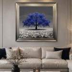 Blue Cherry Tree - Framed Wall Art for Living Rooms