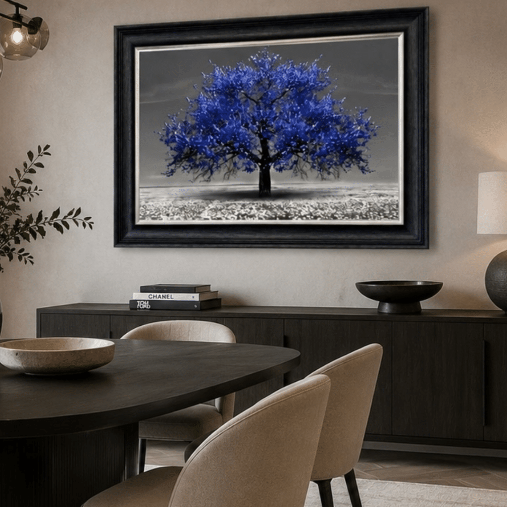 Blue Cherry Tree - Framed Wall Art for Living Rooms