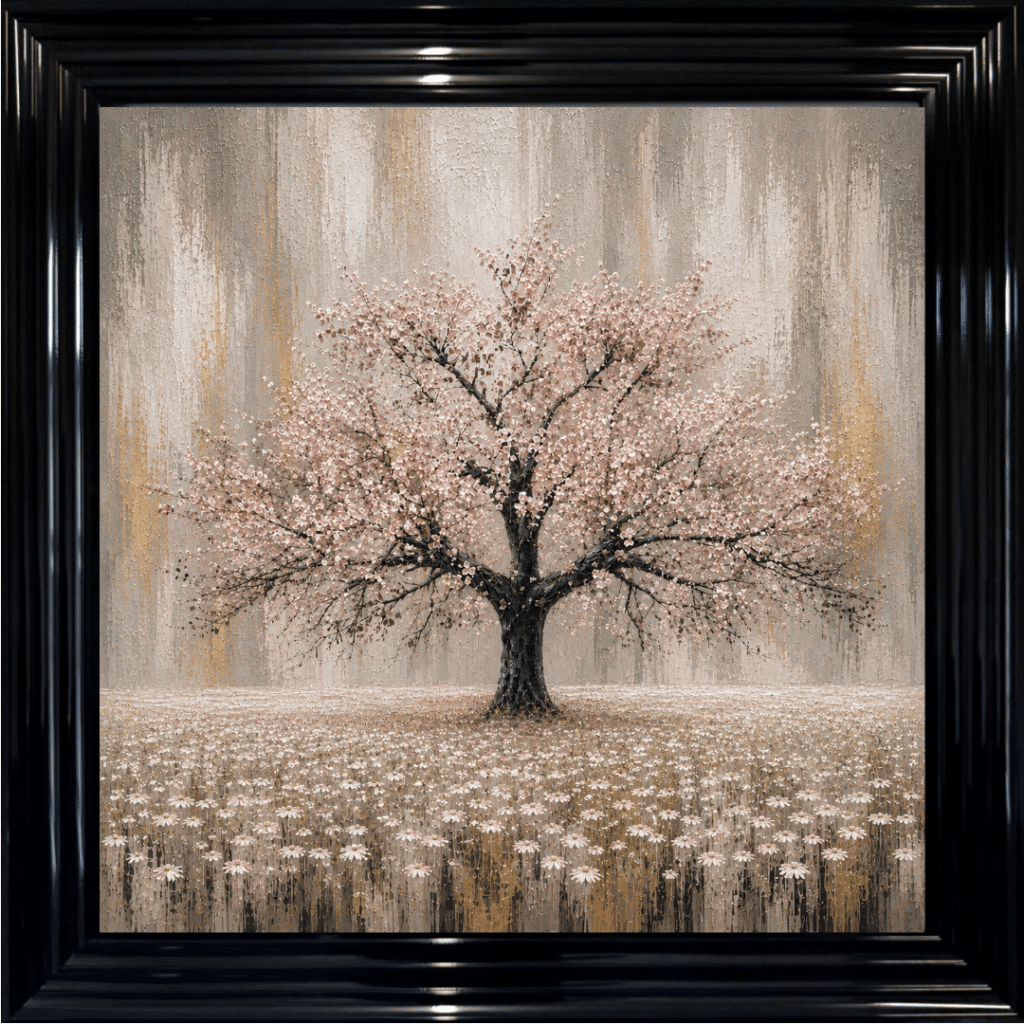 Pink Abstract Cherry Tree - Framed Wall Art