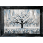 Blue Abstract Cherry Tree - Framed Wall Art