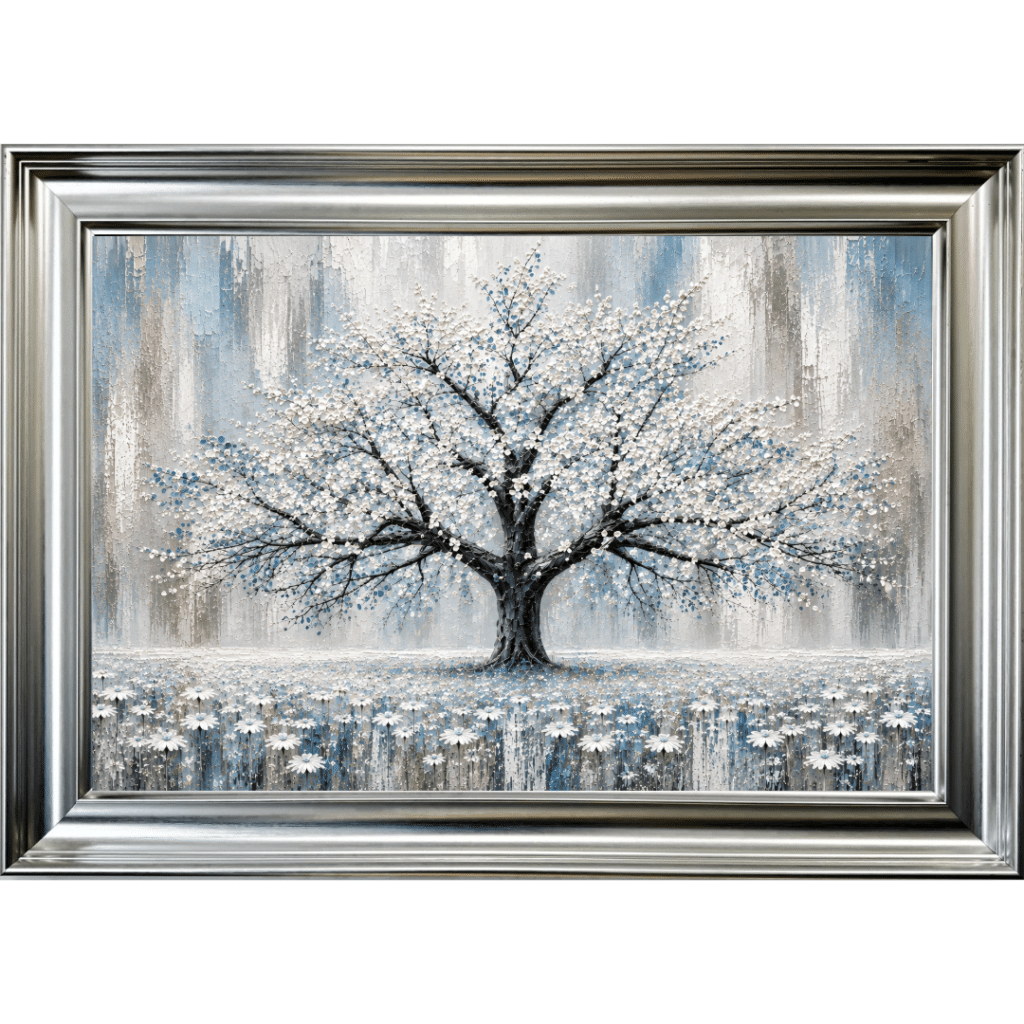 Blue Abstract Cherry Tree - Framed Wall Art