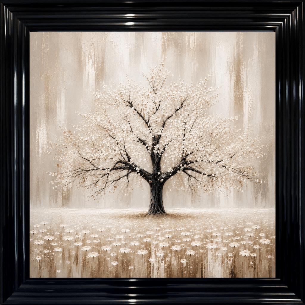 Cream Abstract Cherry Tree - Framed Wall Art