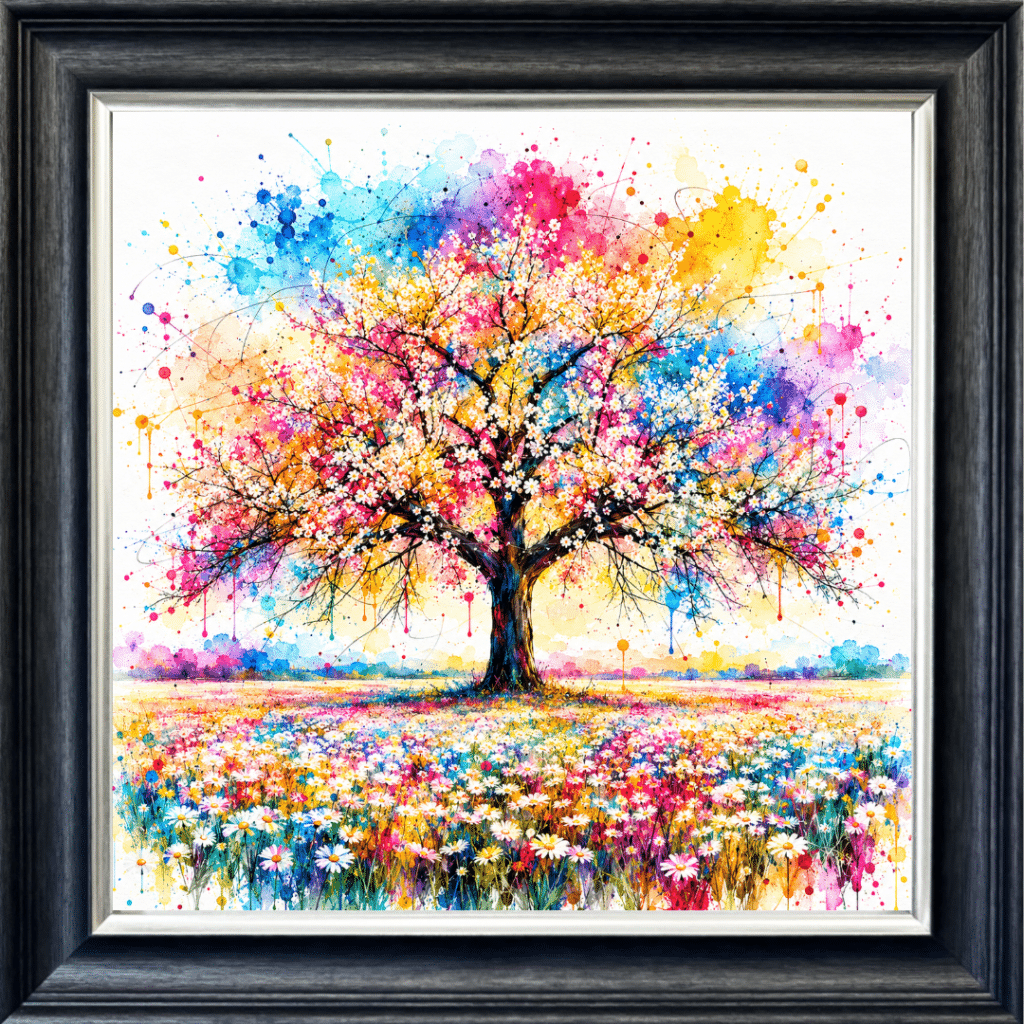 Colour Pop Cherry Tree - Framed Wall Art